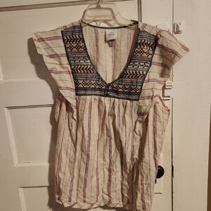 Knox Rose Striped Embroidered Blouse